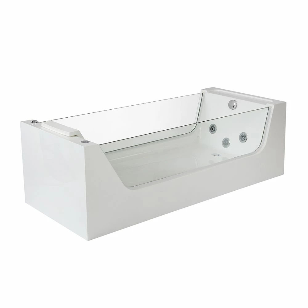 Milano Breeze - Whirlpool Single Ended Spa Bath - 1800mm X 800mm - Chrome - Image 2