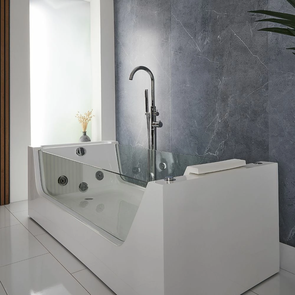 Milano Breeze - Whirlpool Single Ended Spa Bath - 1800mm X 800mm - Chrome - Image 3