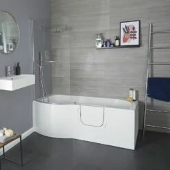 Milano Merso - 1675mm X 850mm Easy Access Walk-In Shower Bath With Screen - Left And Right Hand Options