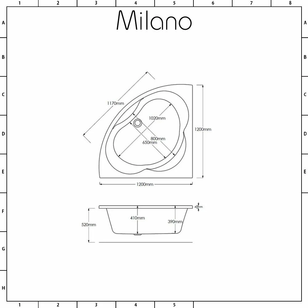 Milano Newby - Whirlpool Corner Spa Bath With Panel - 1200mm X 1200mm - Image 4