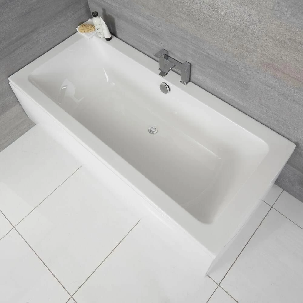Milano Elswick - White Modern Double-Ended Standard Bath - Choice Of Sizes - Image 3