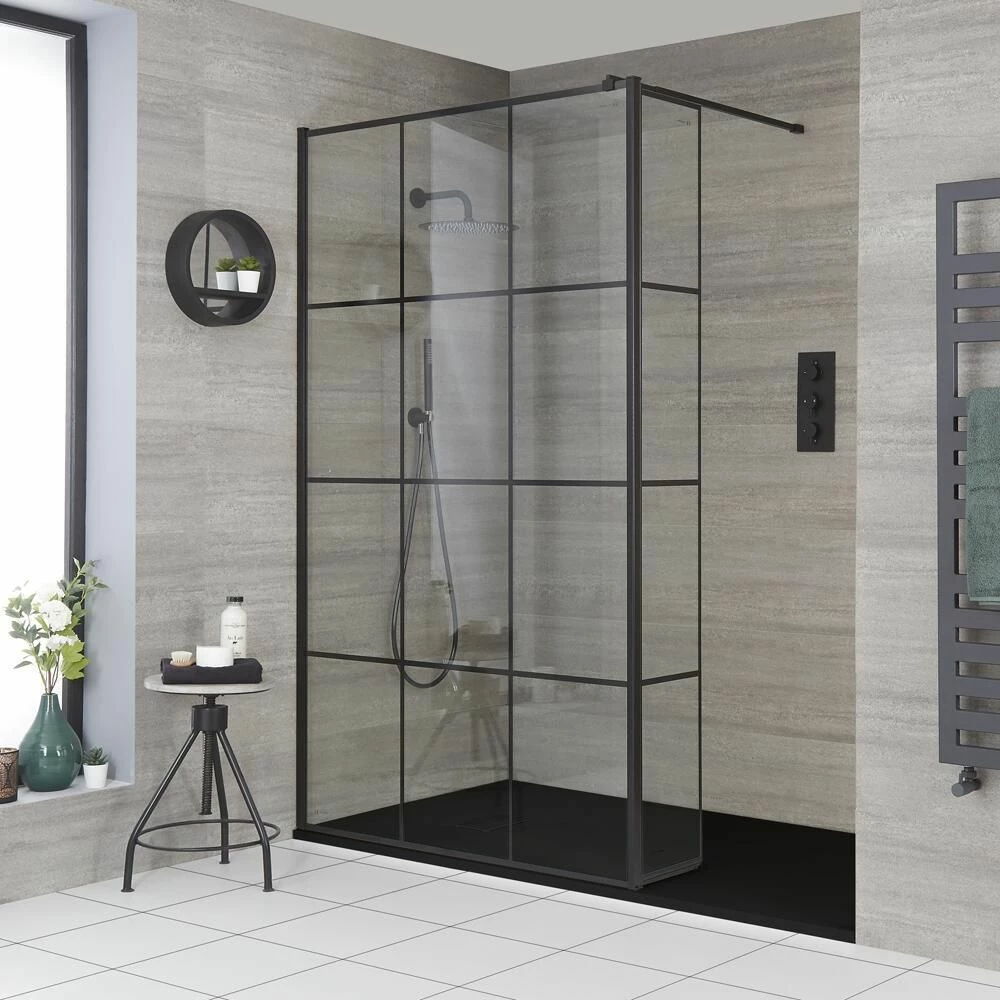 Milano Barq - Walk-In Shower Enclosure With Slate Tray - Choice Of Sizes And Hinged Return Panel Option