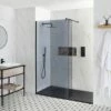 Milano Nero-Luna - Smoked Glass Walk-In Shower Enclosure With Slate Tray - Choice Of Sizes And Hinged Return Panel Option