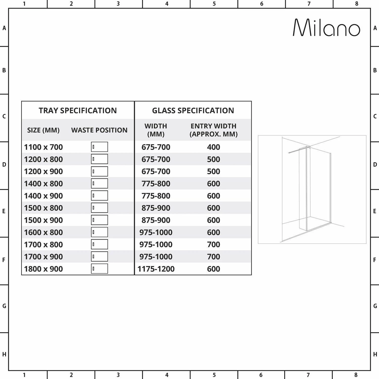 Milano Nero-Luna - Smoked Glass Walk-In Shower Enclosure With Slate Tray - Choice Of Sizes And Hinged Return Panel Option - Image 7