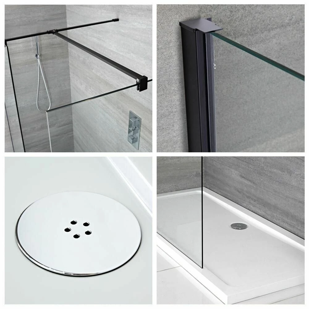 Milano Nero - Corner Walk-In Shower Enclosure With Tray - Choice Of Sizes And Hinged Return Panel Option - Image 3