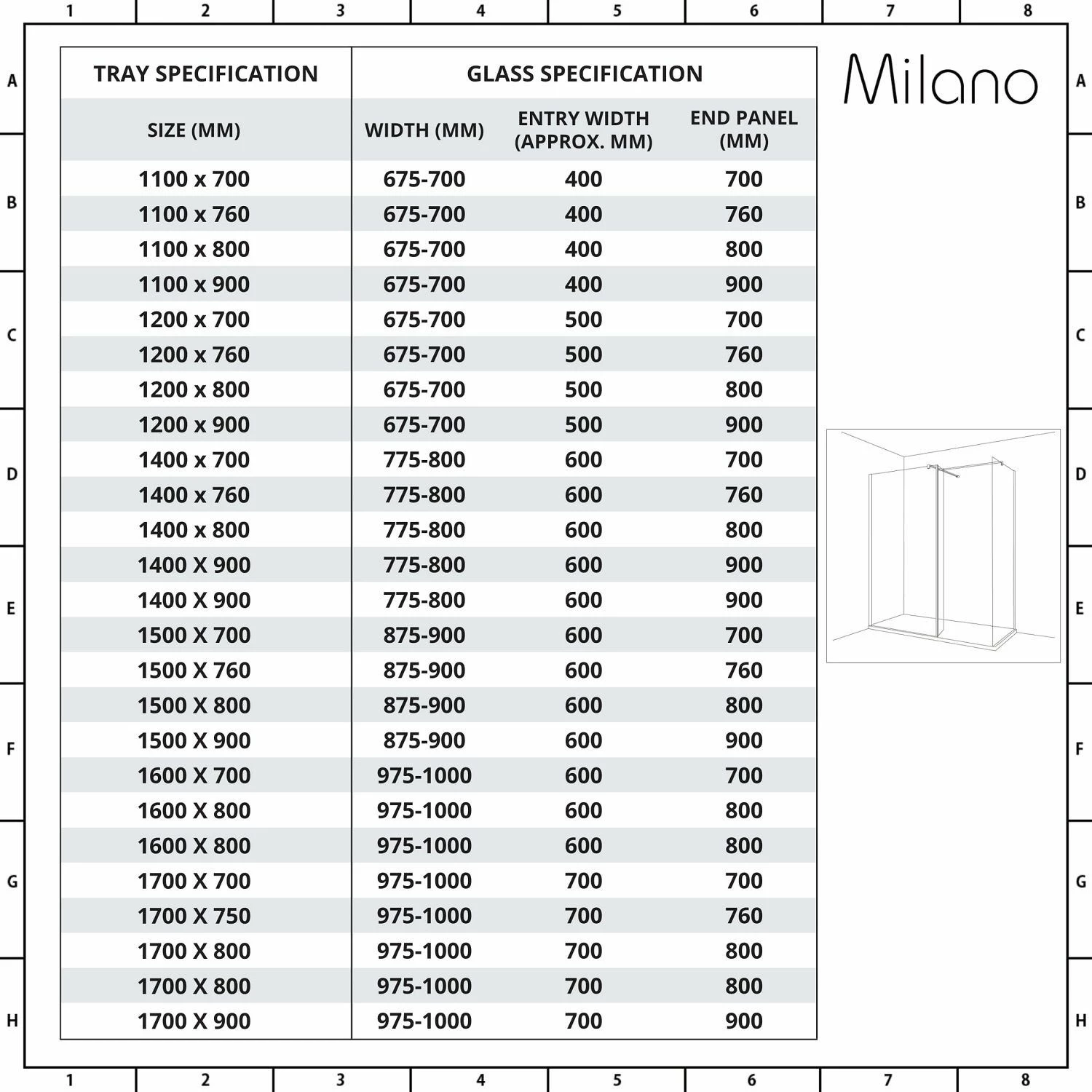 Milano Nero - Corner Walk-In Shower Enclosure With Tray - Choice Of Sizes And Hinged Return Panel Option - Image 6
