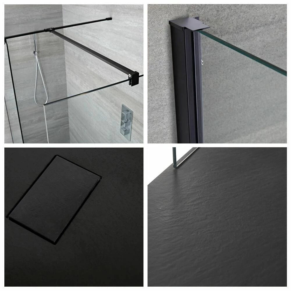 Milano Nero - Corner Walk-In Shower Enclosure With Slate Tray - Choice Of Sizes And Hinged Return Panel Option - Image 3
