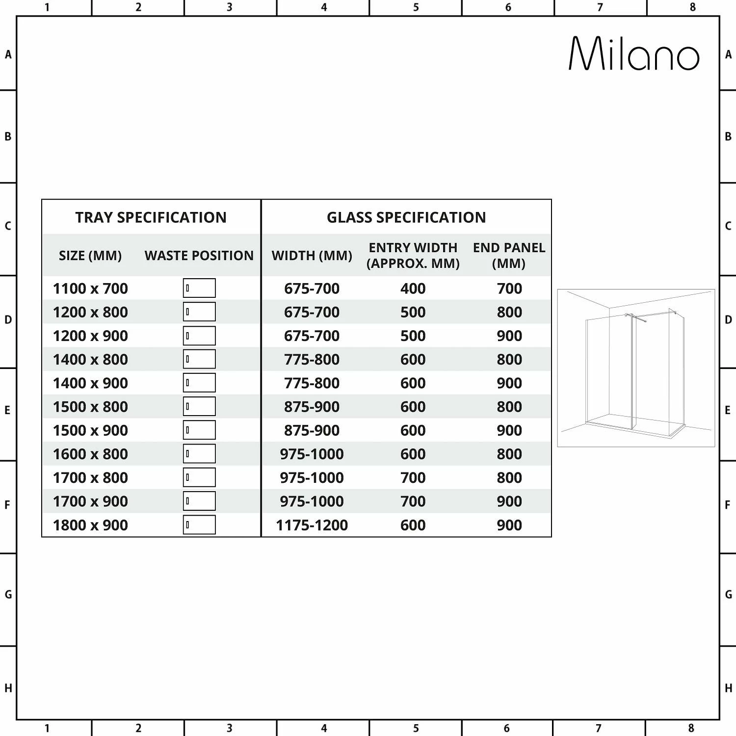Milano Barq - Corner Walk-In Shower Enclosure With Slate Tray - Choice Of Sizes And Hinged Return Panel Option - Image 7