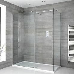 Milano Portland - Corner Walk-In Shower Enclosure With Tray - Choice Of Sizes And Hinged Return Panel Option