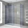 Milano Portland-Luna - Smoked Glass Corner Walk-In Shower Enclosure With Tray - Choice Of Sizes And Hinged Return Panel Option