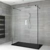 Milano Nero - Open Walk-Through Shower Enclosure With Slate Tray - Choice Of Sizes And Hinged Return Panel Option