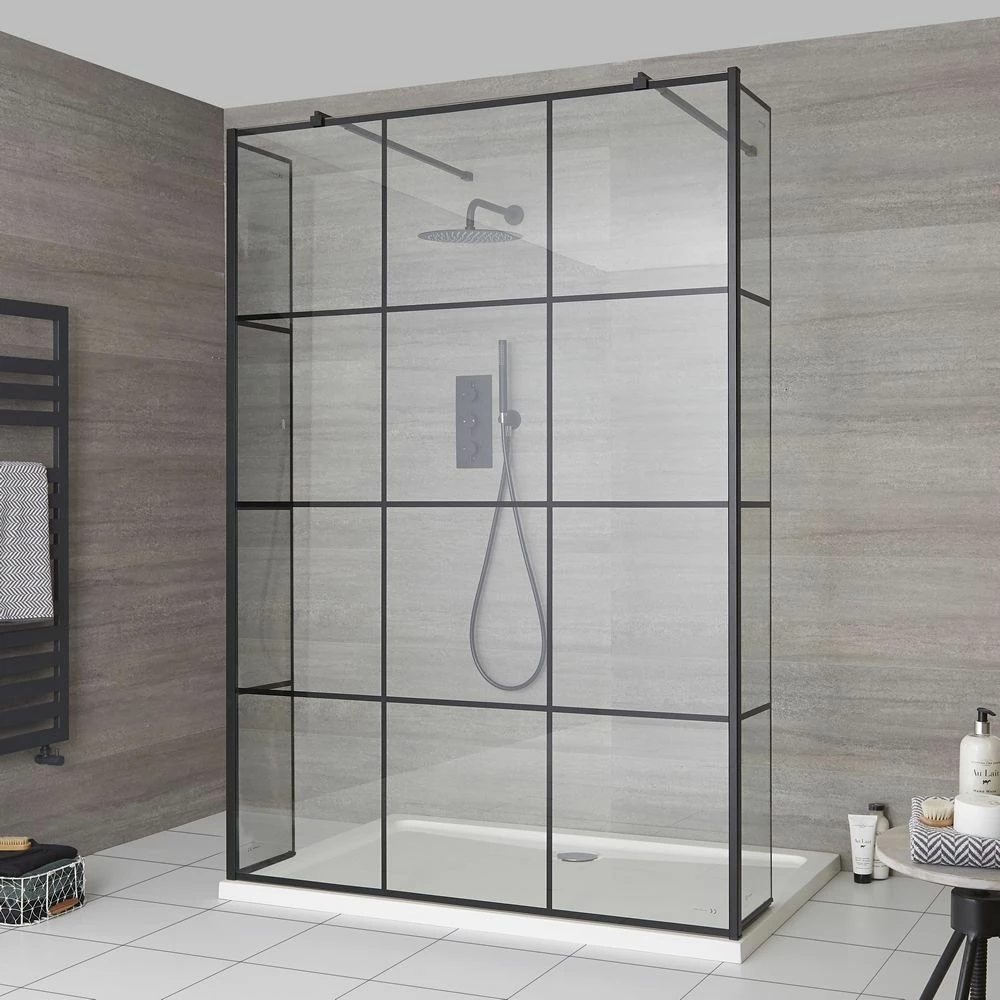 Milano Barq - Open Walk-Through Shower Enclosure With Tray - Choice Of Sizes And Hinged Return Panel Option