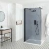 Milano Nero-Luna - Smoked Glass Open Walk-Through Shower Enclosure With Tray - Choice Of Sizes And Hinged Return Panel Option