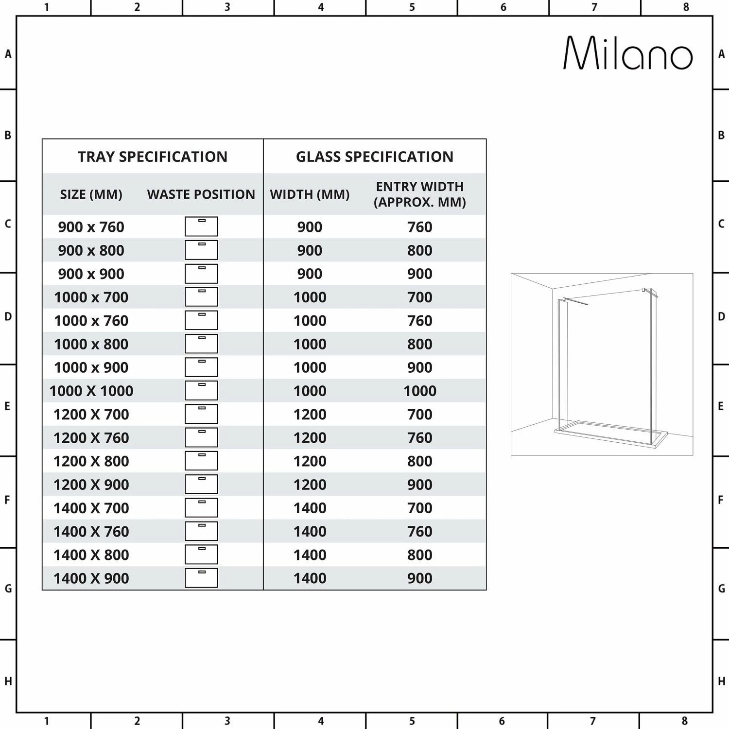 Milano Nero-Luna - Smoked Glass Open Walk-Through Shower Enclosure With Tray - Choice Of Sizes And Hinged Return Panel Option - Image 5