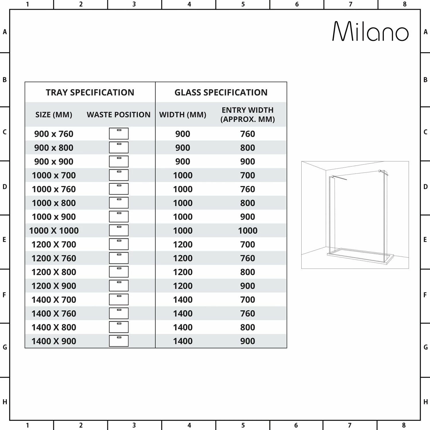 Milano Portland - Open Walk-Through Shower Enclosure With Tray - Choice Of Sizes And Hinged Return Panel Option - Image 6