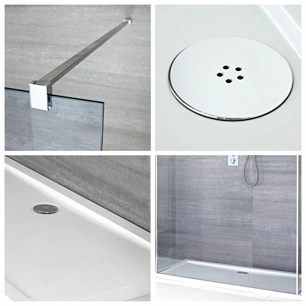 Milano Portland-Luna - Smoked Glass Open Walk-Through Shower Enclosure With Tray - Choice Of Sizes And Hinged Return Panel Option - Image 3