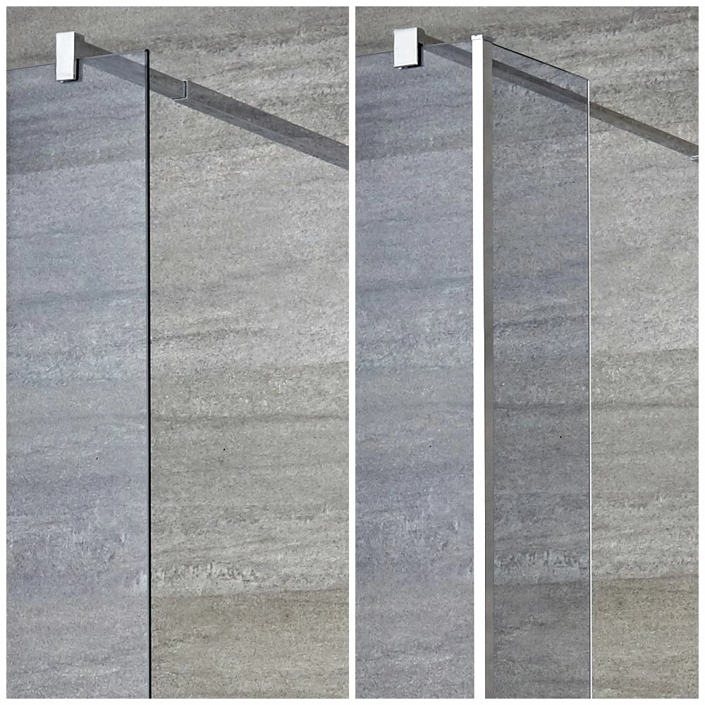 Milano Portland-Luna - Smoked Glass Open Walk-Through Shower Enclosure With Slate Tray - Choice Of Sizes And Hinged Return Panel Option - Image 2