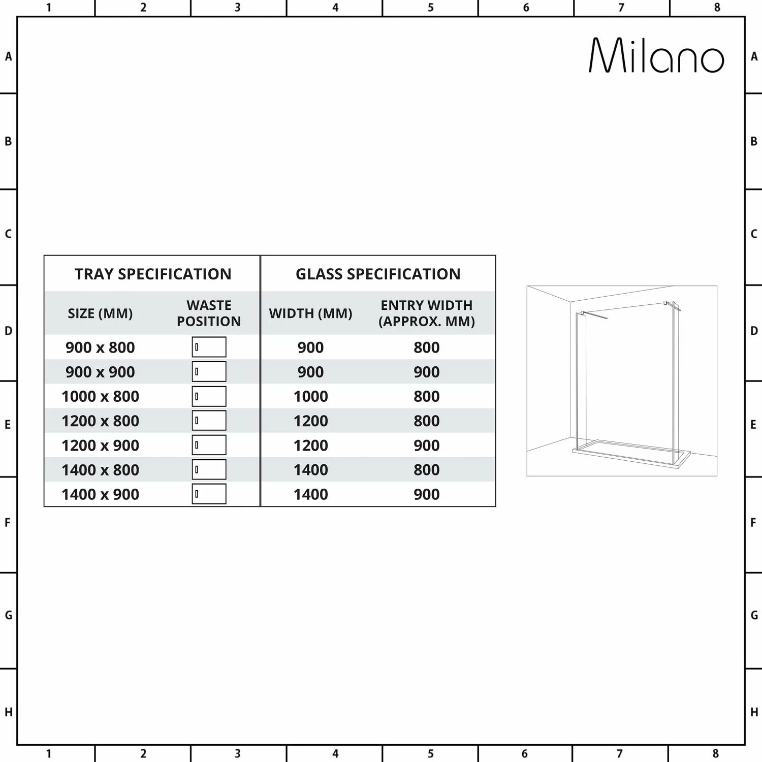 Milano Portland-Luna - Smoked Glass Open Walk-Through Shower Enclosure With Slate Tray - Choice Of Sizes And Hinged Return Panel Option - Image 7