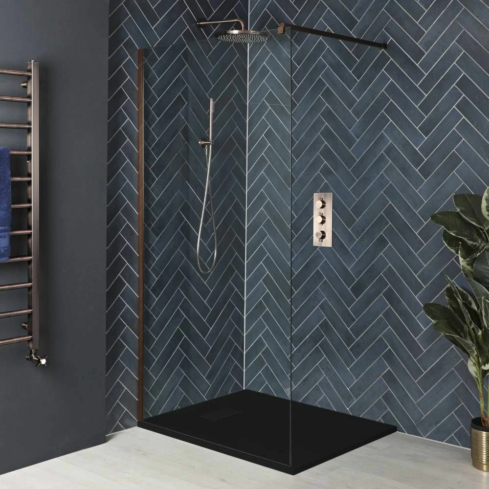 Milano Vara - Matt Copper Walk-In Shower Enclosure With Slate Tray - Choice Of Sizes