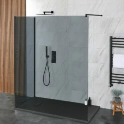 Milano Nero-Luna - Smoked Glass 2 Sided Walk-In Shower Enclosure With Slate Tray - Choice Of Sizes