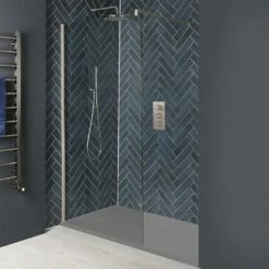 Milano Hunston - Brushed Nickel Walk-In Shower Enclosure With Slate Tray - Choice Of Sizes