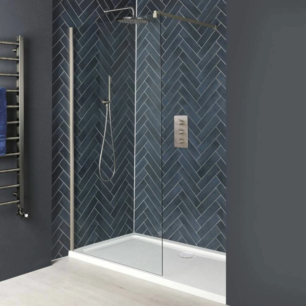 Milano Hunston - Brushed Nickel Walk-In Shower Enclosure With Tray - Choice Of Sizes
