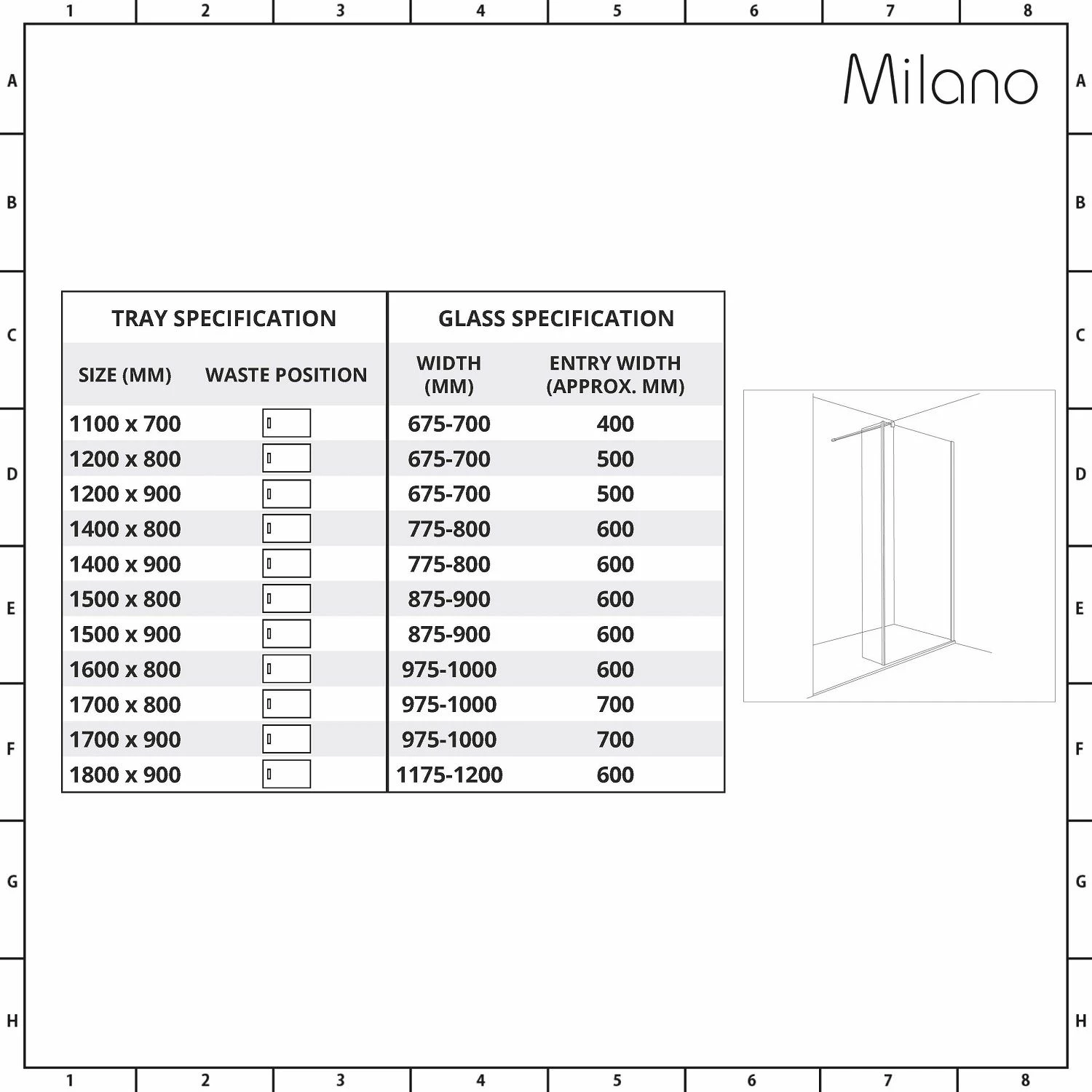 Milano Barq - Walk-In Shower Enclosure With Slate Tray And Hinged Return Panel - Choice Of Sizes - Image 7