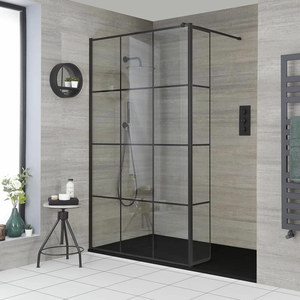 Milano Barq - Walk-In Shower Enclosure With Slate Tray And Hinged Return Panel - Choice Of Sizes