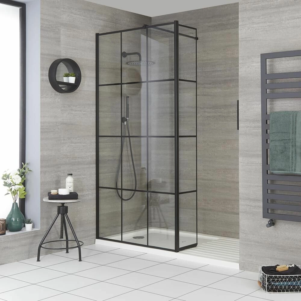 Milano Barq - Walk-In Shower Enclosure With Tray And Hinged Return Panel - Choice Of Sizes