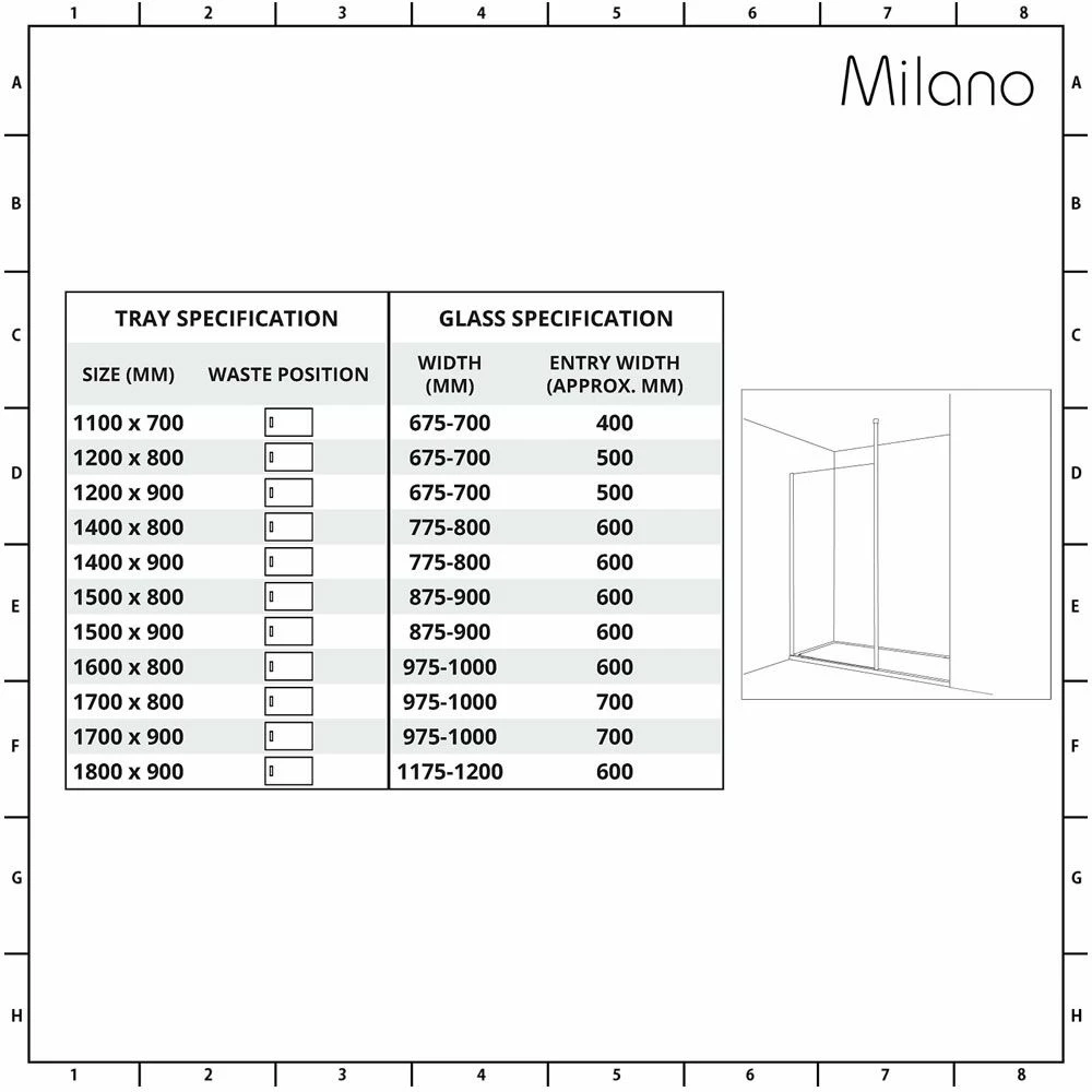 Milano Nero - Modern Walk-In Shower Enclosure With Slate Tray - Choice Of Sizes - Image 7