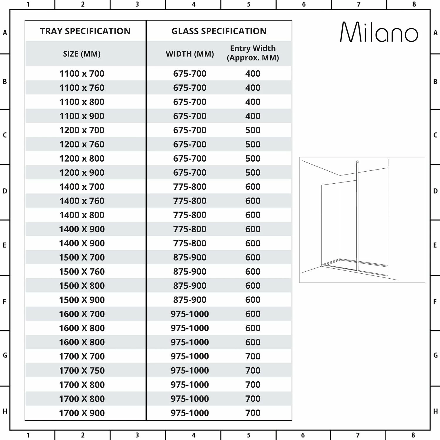 Milano Barq - Modern Walk-In Shower Enclosure With Tray - Choice Of Sizes - Image 8