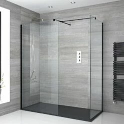 Milano Nero - Corner Walk-In Shower Enclosure With Slate Tray - Choice Of Sizes