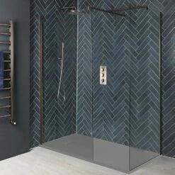 Milano Vara - Matt Copper Corner Walk-In Shower Enclosure With Slate Tray - Choice Of Sizes