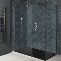 Milano Rosso - Matt Bronze Corner Walk-In Shower Enclosure With Slate Tray - Choice Of Sizes