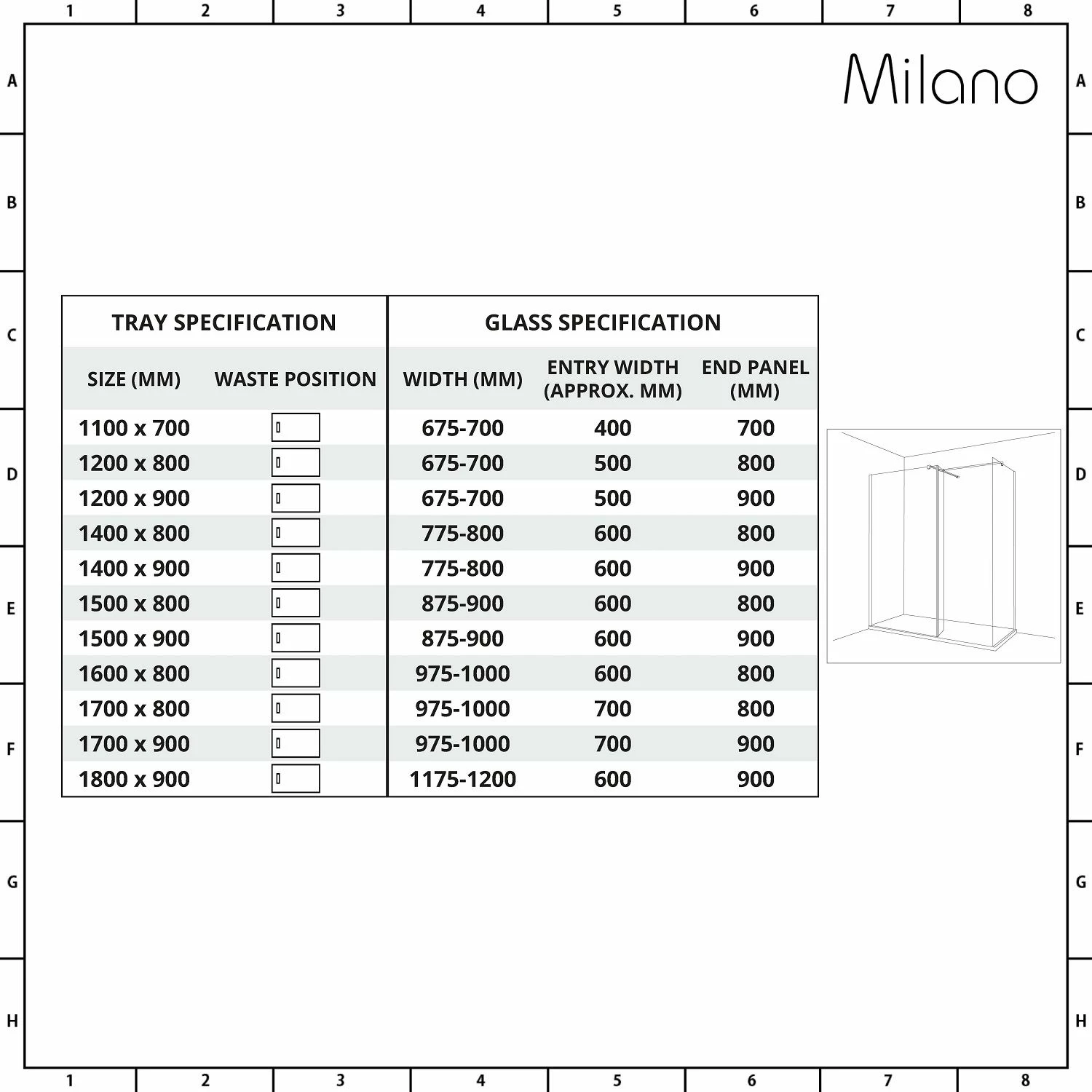 Milano Barq - Corner Walk-In Shower Enclosure With Hinged Return Panel And Slate Tray - Choice Of Sizes - Image 8