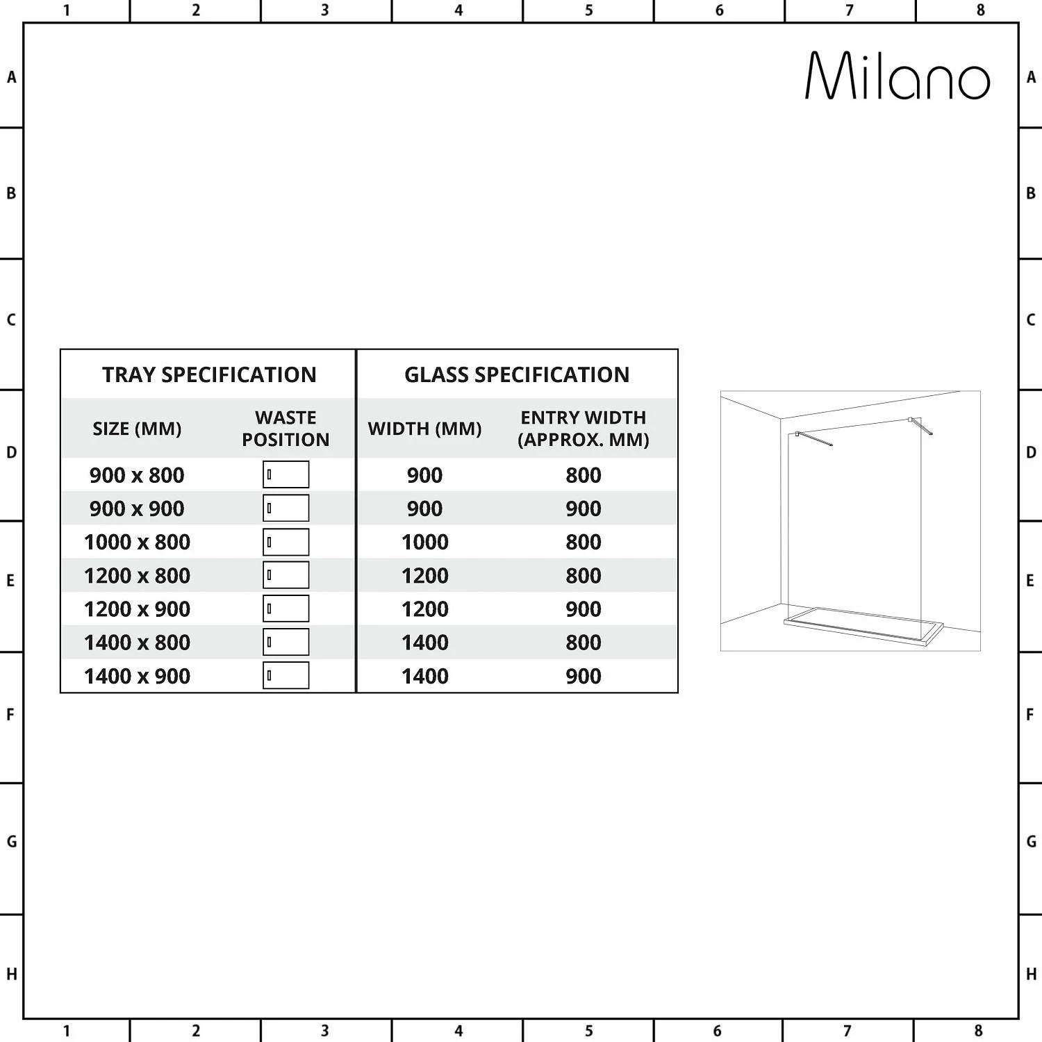 Milano Barq - Open Walk-Through Shower Enclosure With Slate Tray - Choice Of Sizes - Image 6