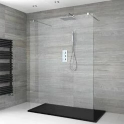 Milano Portland - Open Walk-Through Shower Enclosure With Slate Tray - Choice Of Sizes
