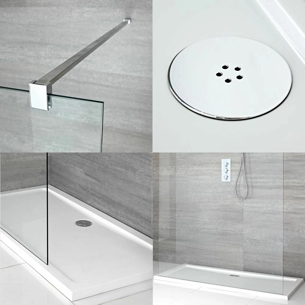 Milano Portland - Open Walk-Through Shower Enclosure With Tray - Choice Of Sizes - Image 2