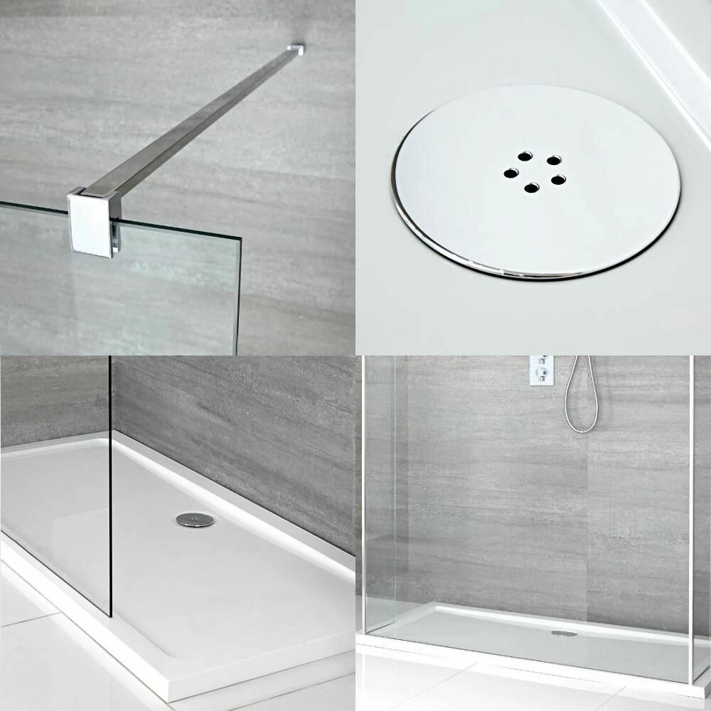 Milano Portland - Open Walk-Through Shower Enclosure With Tray And Hinged Return Panels - Choice Of Sizes - Image 2