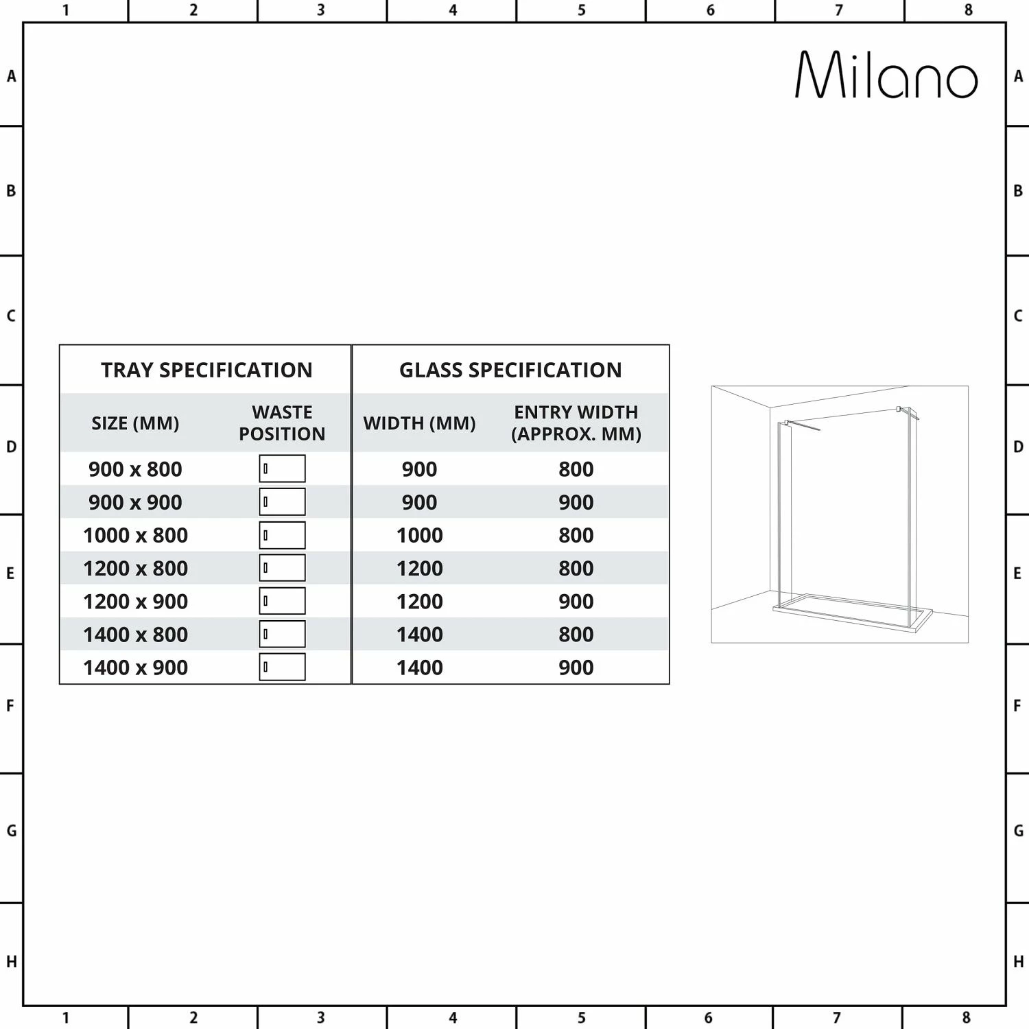 Milano Portland - Open Walk-Through Shower Enclosure With Slate Tray And Hinged Return Panels - Choice Of Sizes - Image 4