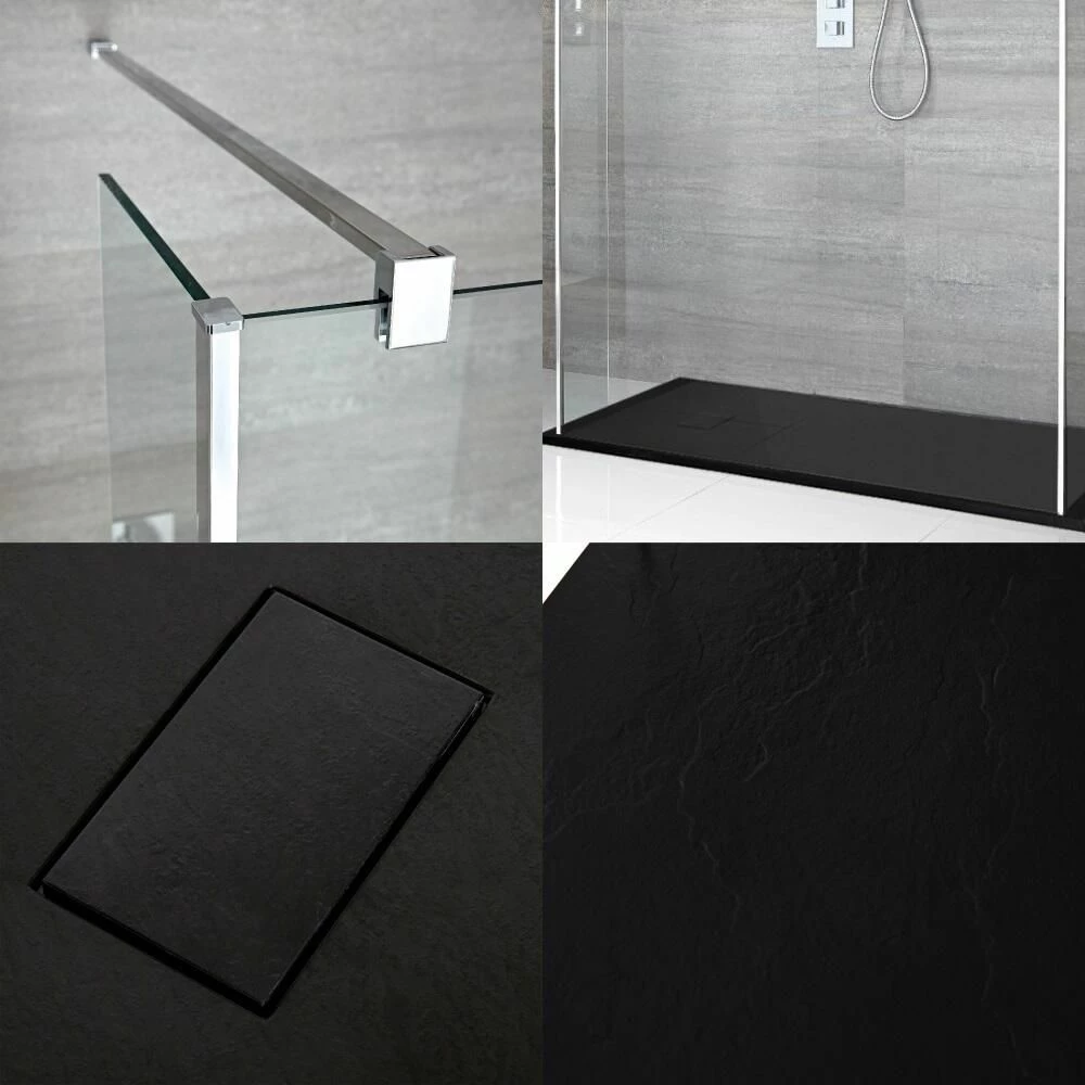 Milano Portland - Open Walk-Through Shower Enclosure With Slate Tray And Hinged Return Panels - Choice Of Sizes - Image 2