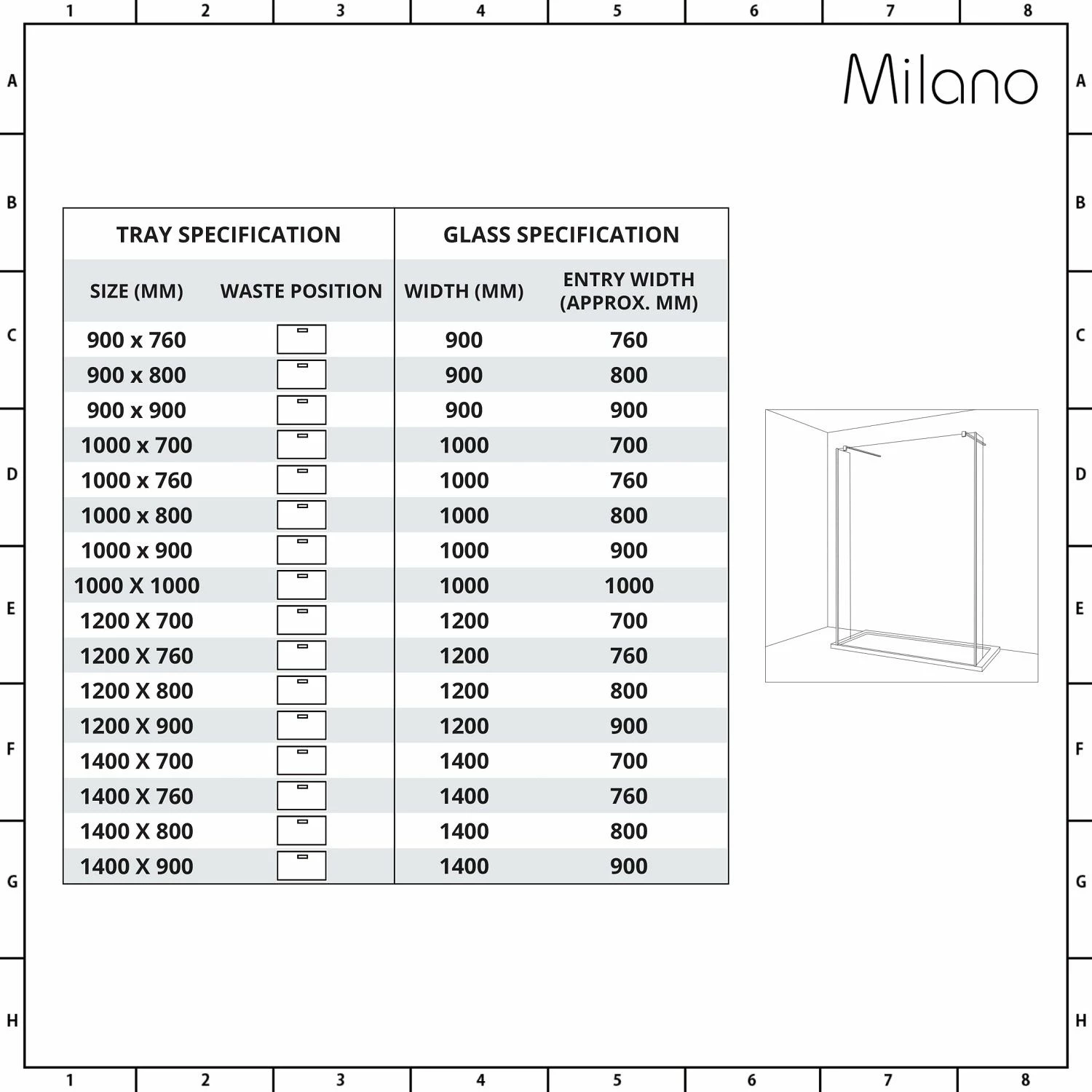 Milano Portland - Open Walk-Through Shower Enclosure With Tray And Hinged Return Panels - Choice Of Sizes - Image 4