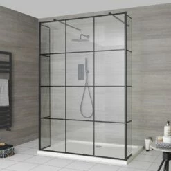 Milano Barq - Open Walk-Through Shower Enclosure With Hinged Return Panels And Tray - Choice Of Sizes