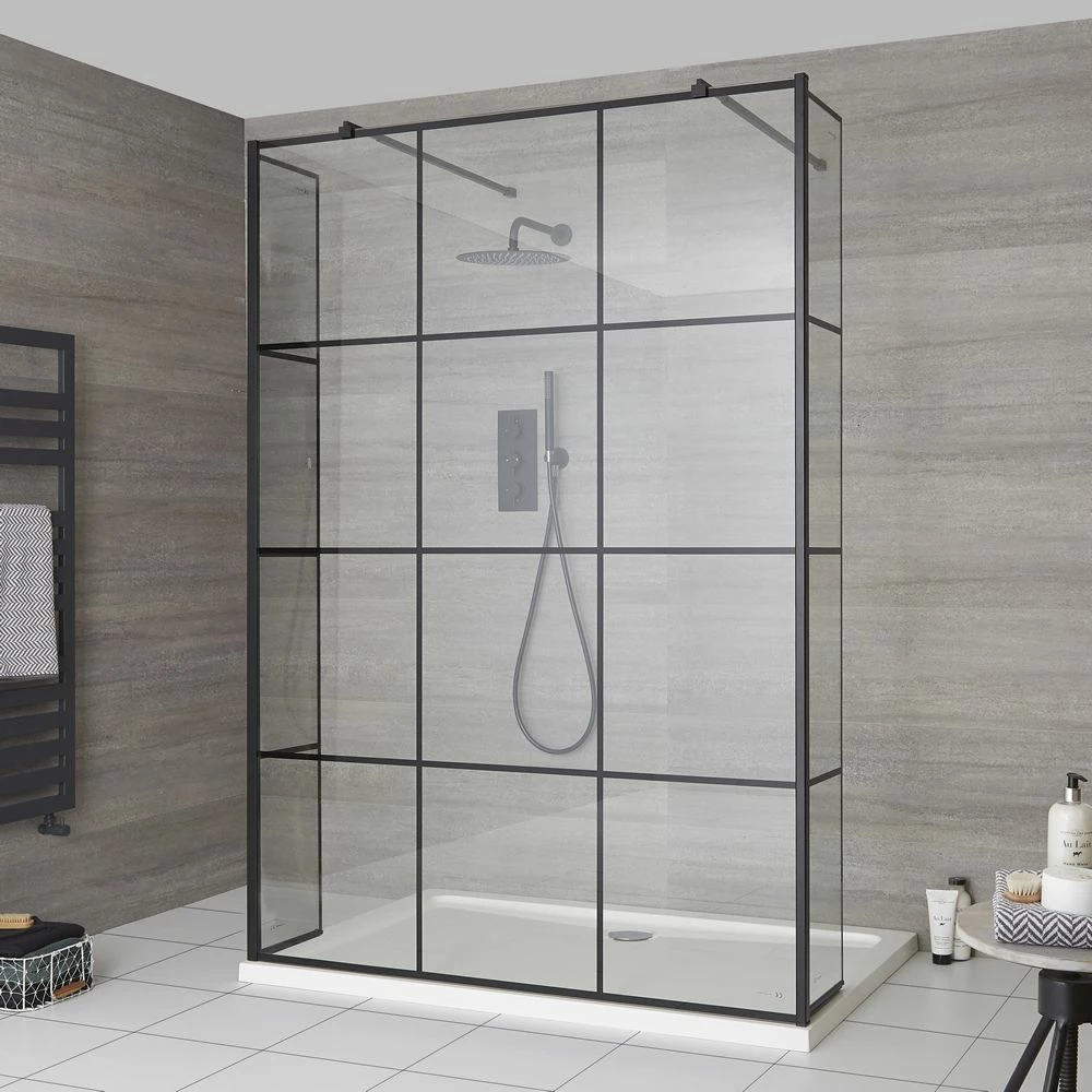 Milano Barq - Open Walk-Through Shower Enclosure With Hinged Return Panels And Tray - Choice Of Sizes