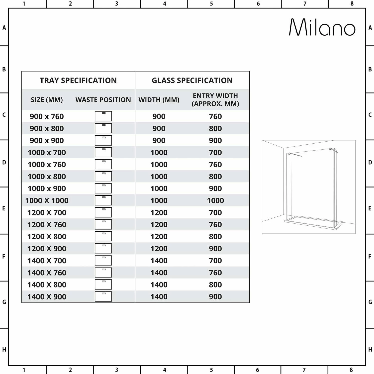 Milano Barq - Open Walk-Through Shower Enclosure With Hinged Return Panels And Tray - Choice Of Sizes - Image 5