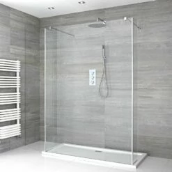 Milano Portland - Open Walk-Through Shower Enclosure With Tray And Hinged Return Panels - Choice Of Sizes