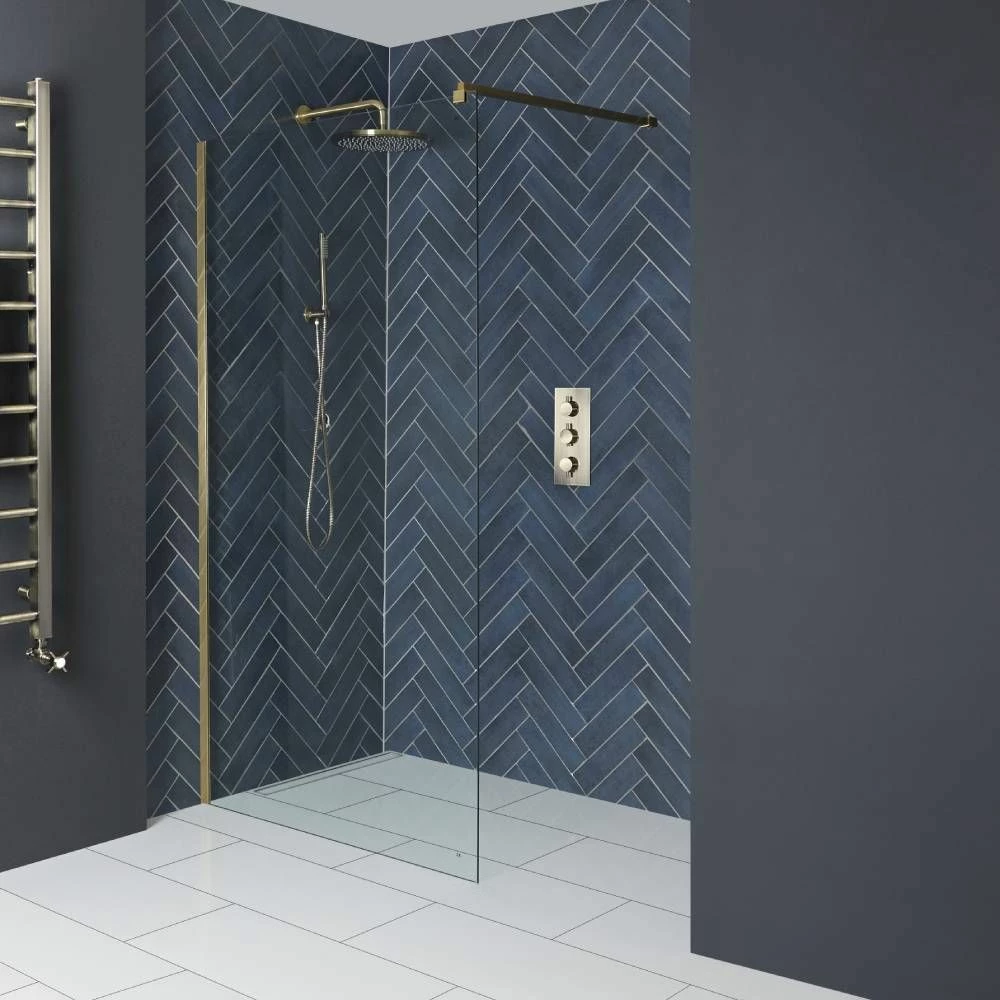 Milano Auro - 1950mm Wet Room Screen - Brushed Gold - Choice Of Sizes