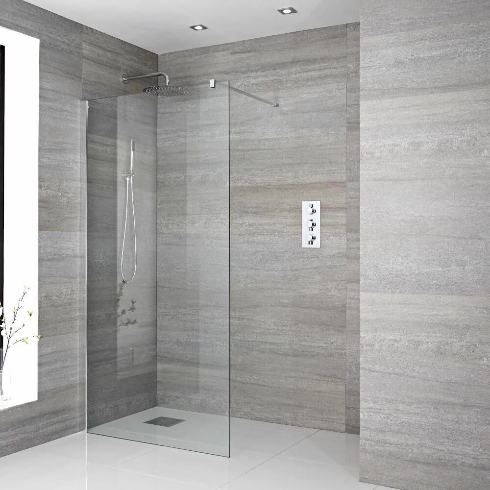 Milano Portland - Wet Room Shower Enclosure - Choice Of Glass Size And Drain