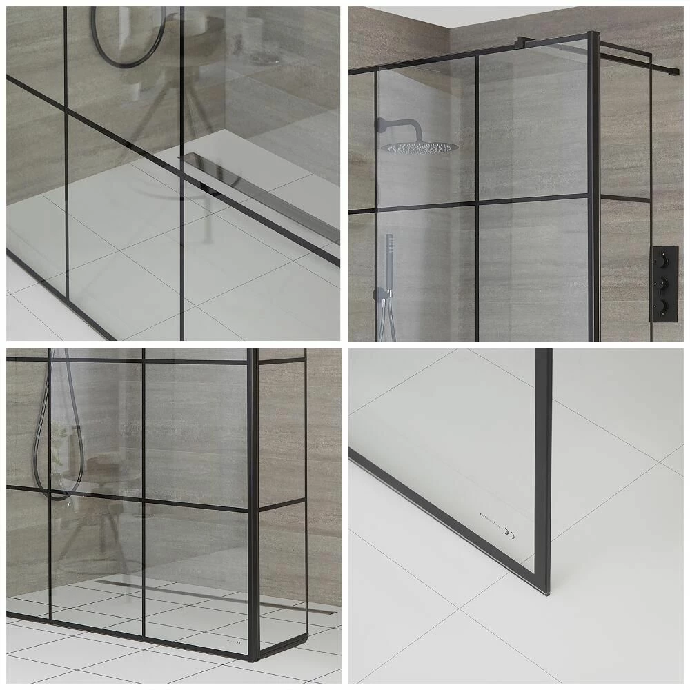 Milano Barq - Wet Room Shower Enclosure With Hinged Return Panel - Choice Of Glass And Drain - Image 2