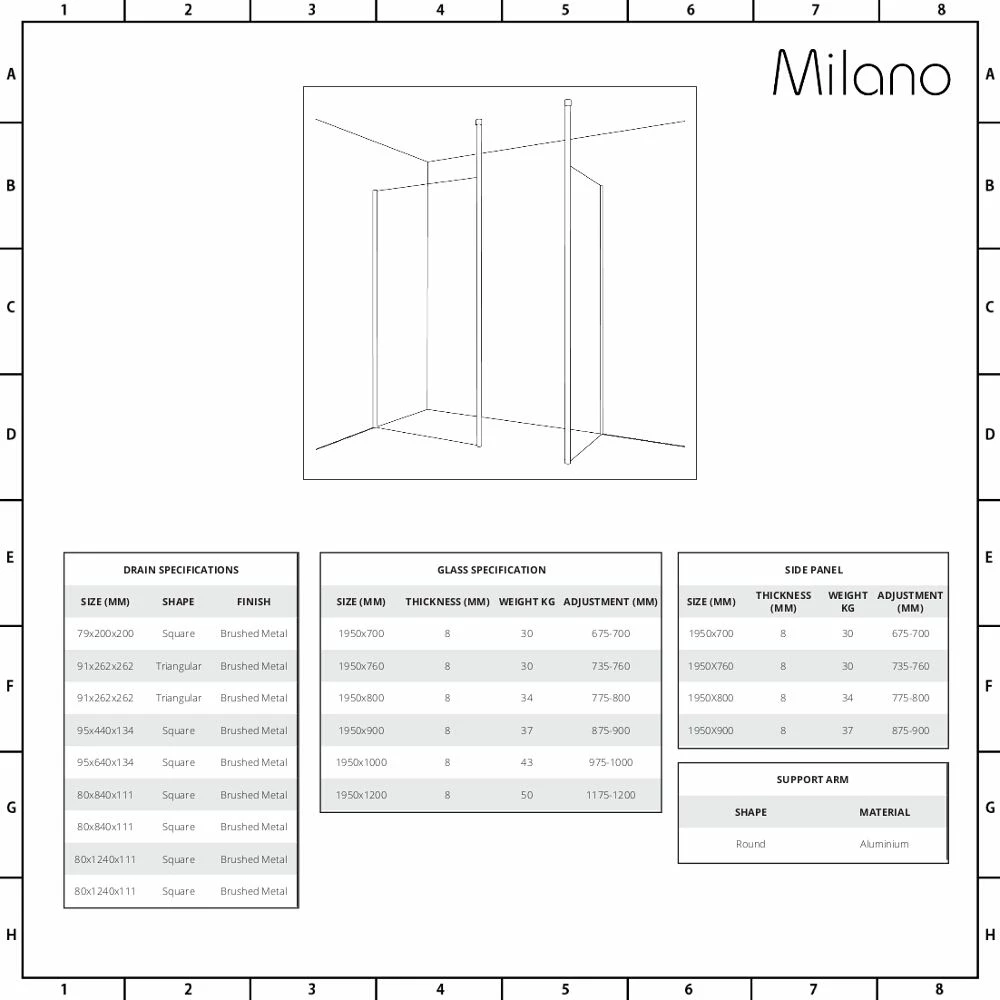 Milano Alto - Corner Wet Room Shower Enclosure - Choice Of Glass Size & Drain - Image 4